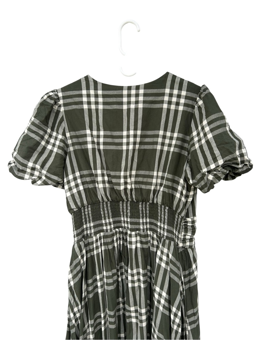 Anthropologie Katerina Button-Front Plaid Puff-Sleeve Midi Dress L - 100% Cotton - Picture 10 of 15